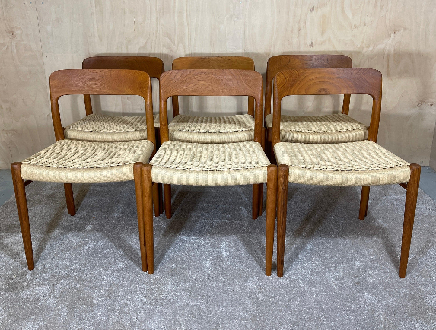 Danish Teak Model 75 Dining Chairs by Niels Otto Møller for J.L. Møllers, 1960s, Set of 6 - Supramobili