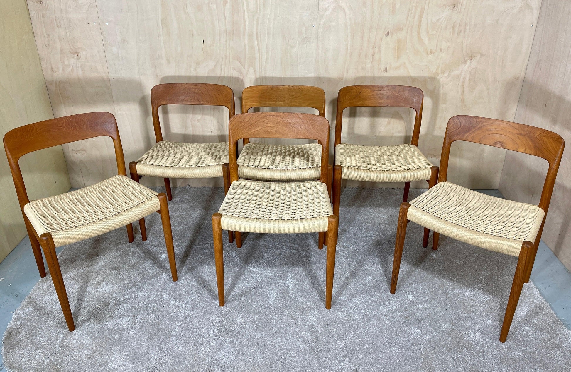 Danish Teak Model 75 Dining Chairs by Niels Otto Møller for J.L. Møllers, 1960s, Set of 6 - Supramobili