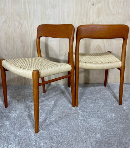 Danish Teak Model 75 Dining Chairs by Niels Otto Møller for J.L. Møllers, 1960s, Set of 6 - Supramobili