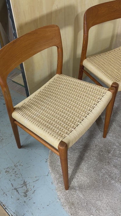 Danish Teak Model 75 Dining Chairs by Niels Otto Møller for J.L. Møllers, 1960s, Set of 6