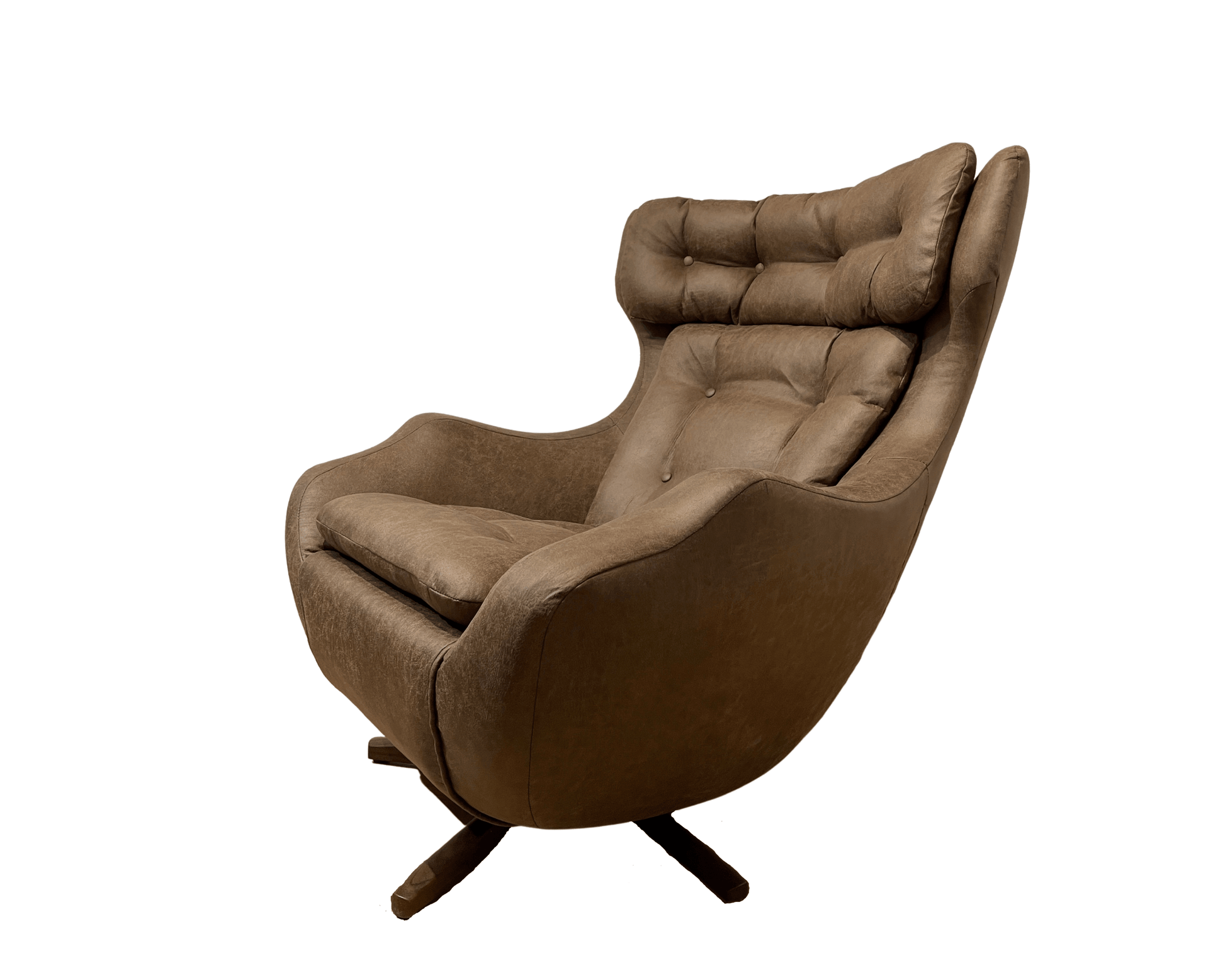 Mid century Vintage Retro Parker Knoll "Statesman" Swivel Chair 1960's (Brown faux leather) - Supramobili