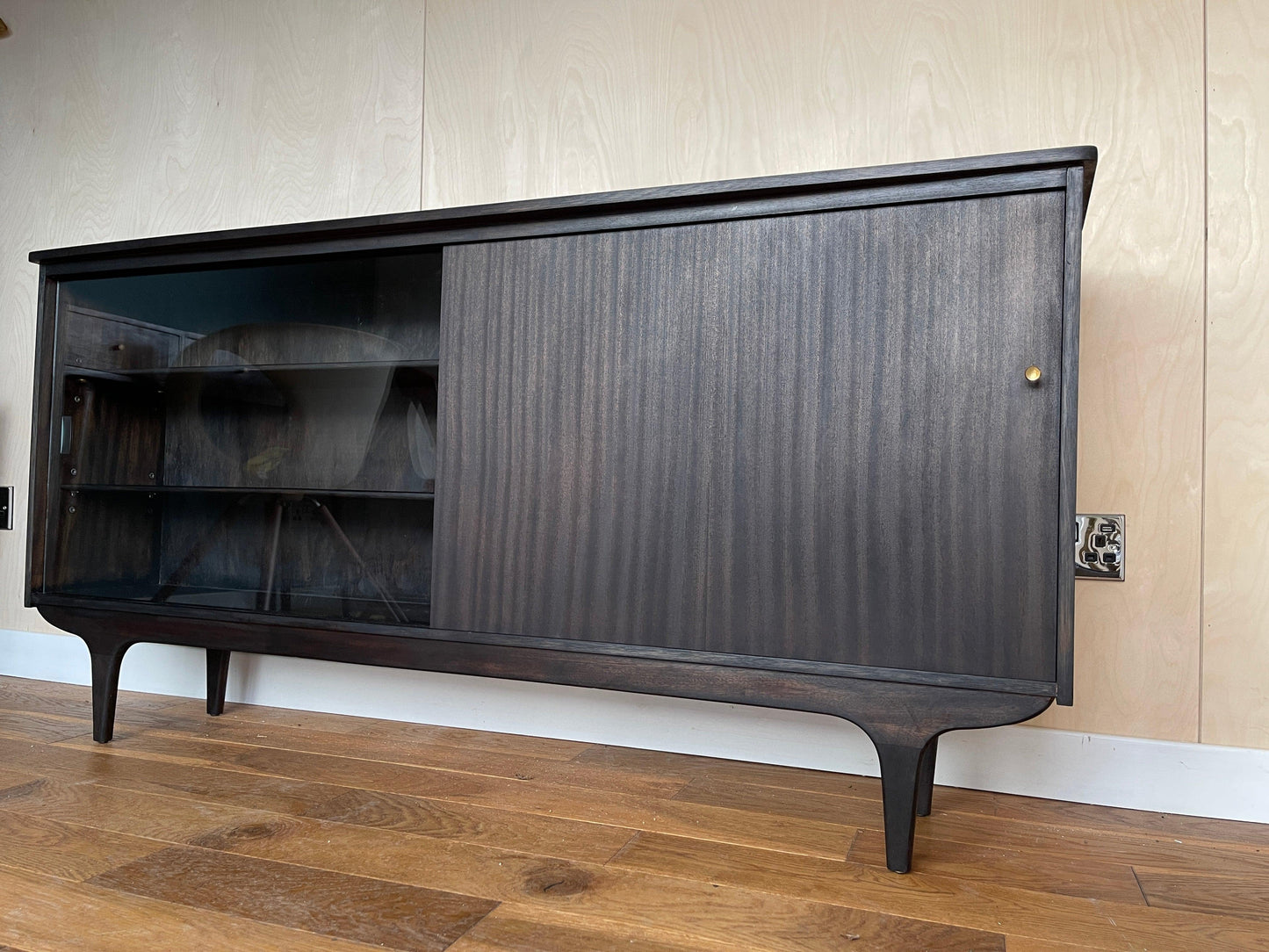 Mid Century Vintage Teak Display Cabinet Stained in Black - Supramobili