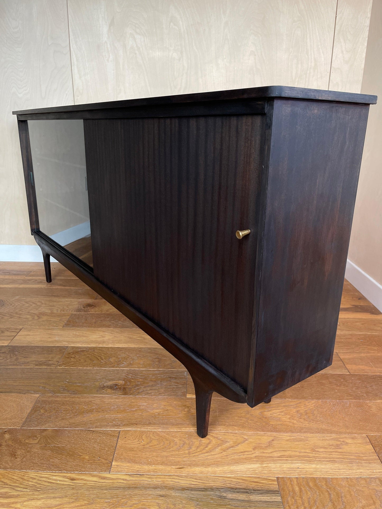 Mid Century Vintage Teak Display Cabinet Stained in Black - Supramobili