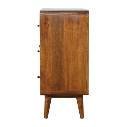 Solid Wood Curved Chestnut Chest Of Drawers
